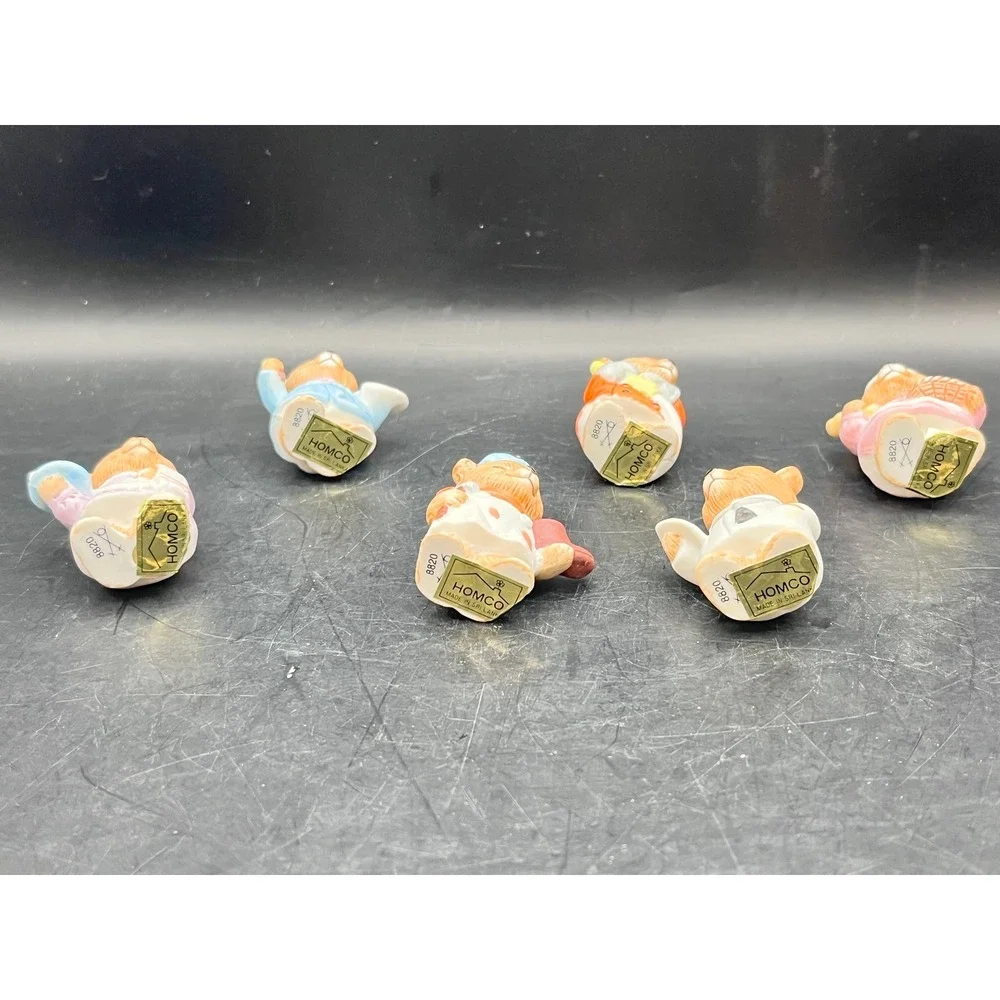 Vtg Set of 6 Mini HOMCO Ceramic‎ Teddy Bear Figurines Occupations 2